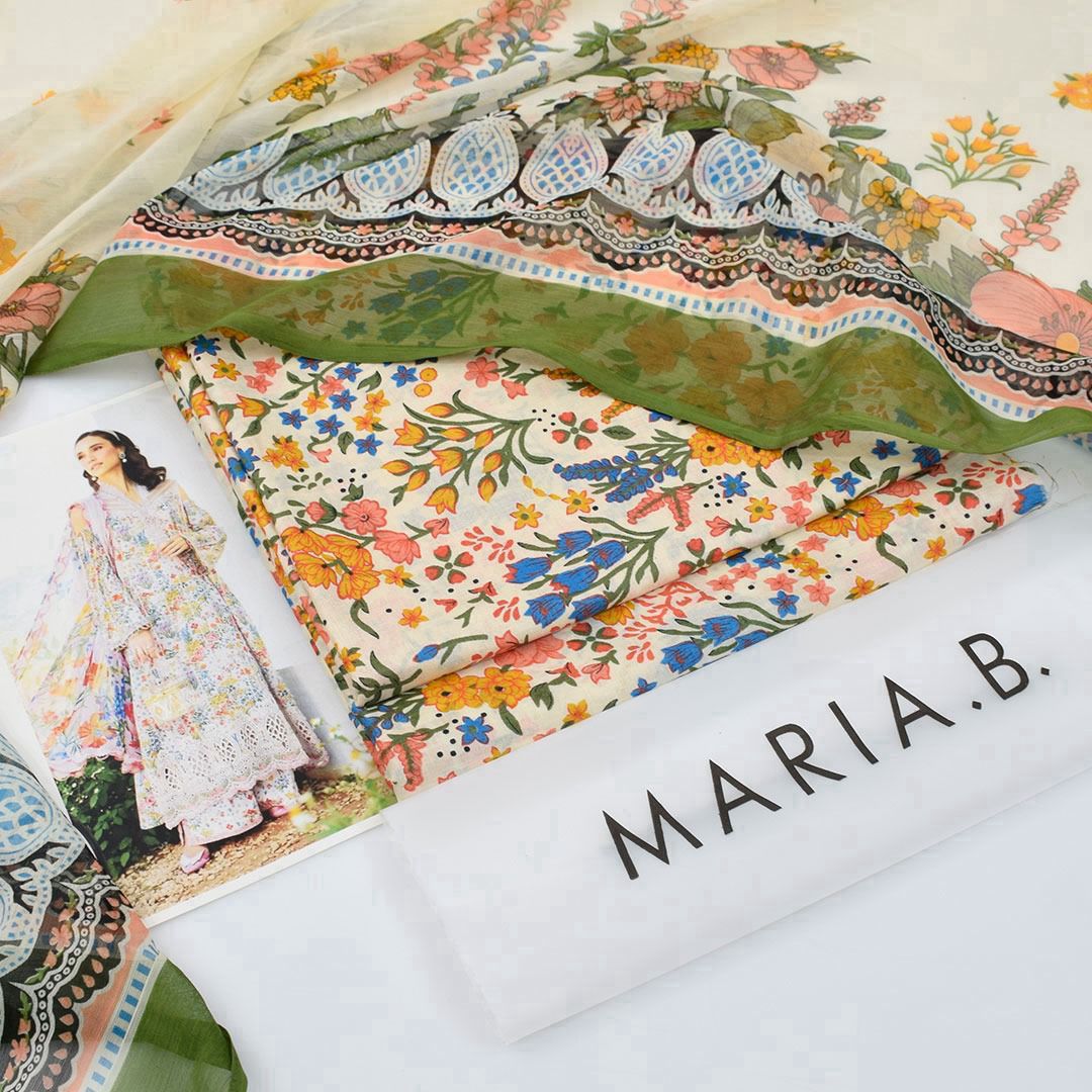 Multicolor Premium Lawn Suit 3pc -Maria.B