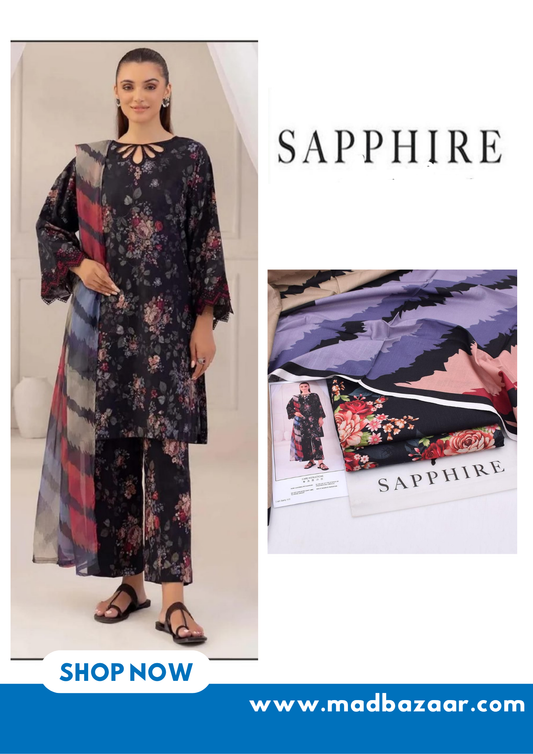 winter collection | Khaddar 2pcs | Iznik | Black + multicolor dupatta