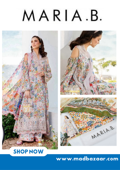 Multicolor Premium Lawn Suit 3pc -Maria.B