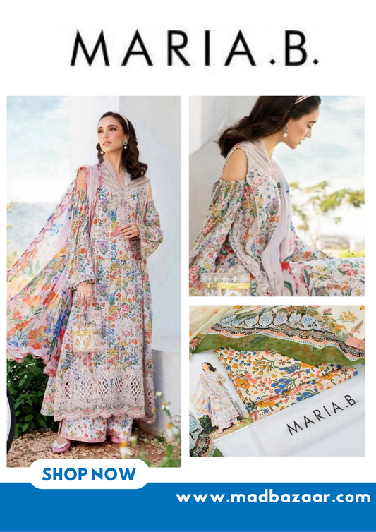 Multicolor Premium Lawn Suit 3pc -Maria.B