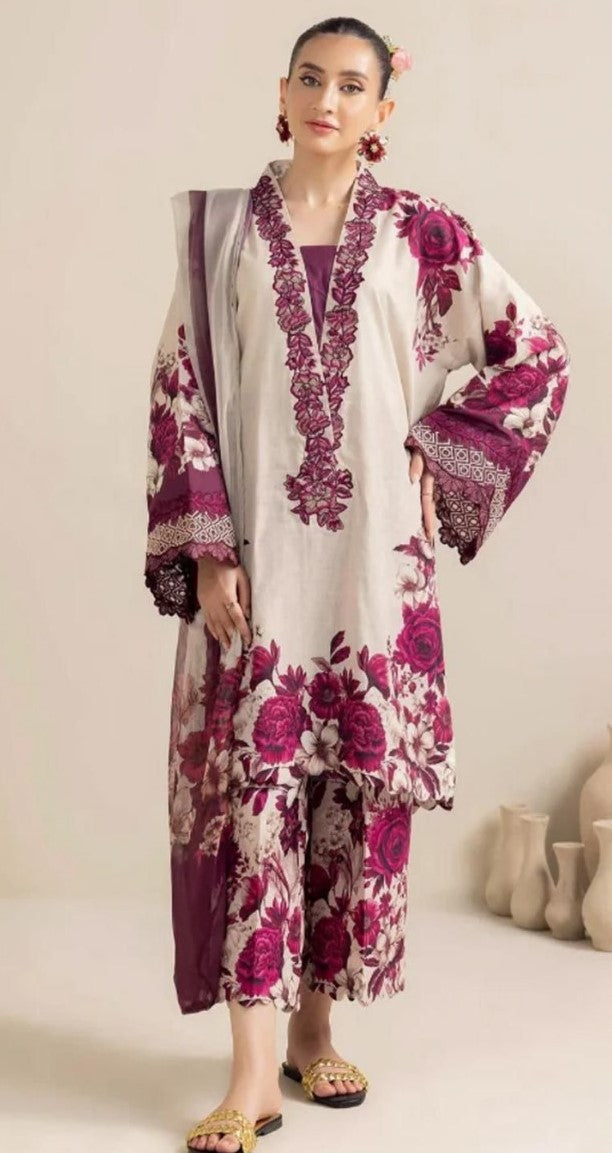 Cream with floral motifs | Iznik 3pcs khaddar collection