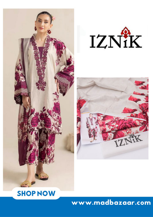 Cream with floral motifs | Iznik 3pcs khaddar collection