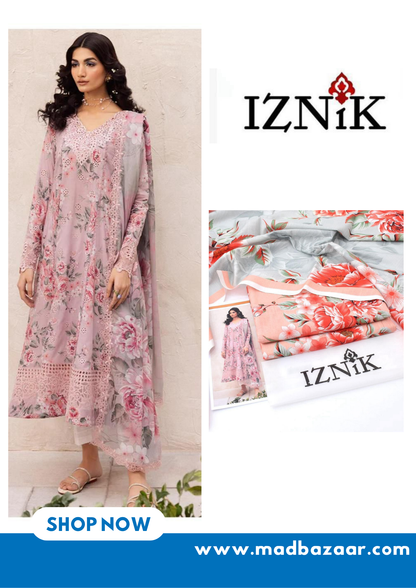 Iznik 3pcs khaddar collection | light pink