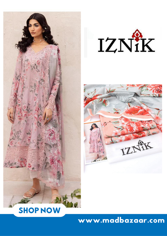 Iznik 3pcs khaddar collection | light pink