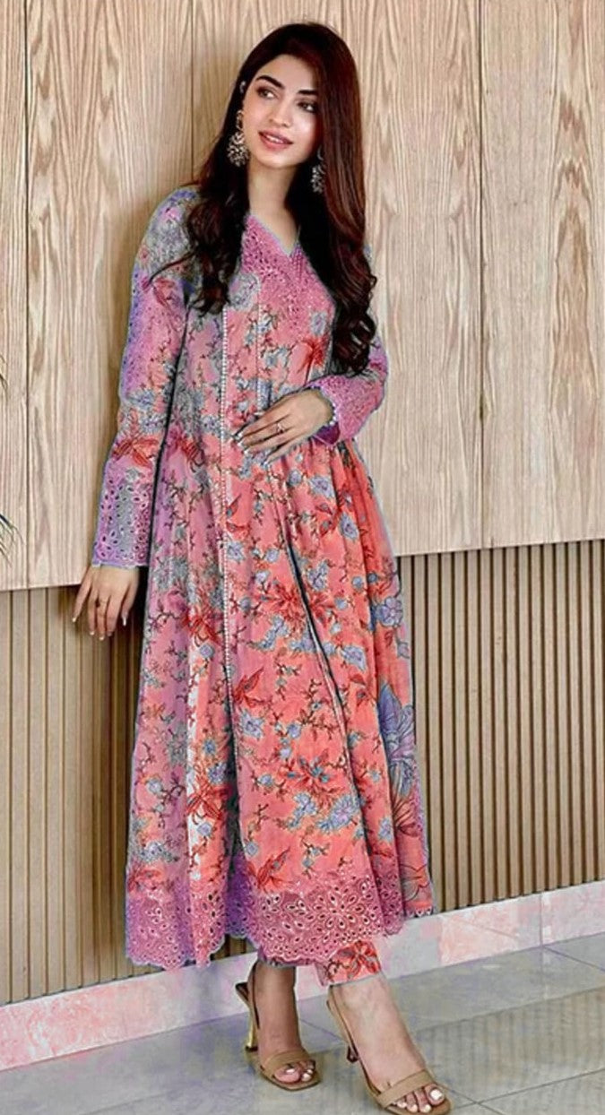 Light pink Iznik premium lawn suit 3pc
