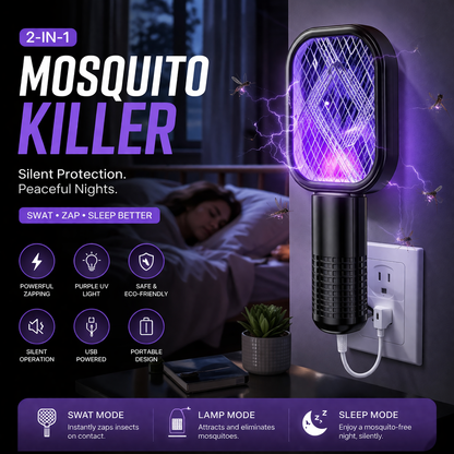 Mini USB-Powered Electric Mosquito Swatter – Portable, Rechargeable & Fast-Acting Insect Killer