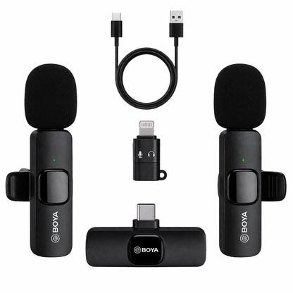 BOYA BY-MW13 Dual Wireless Lavalier Microphone (Type-C) – Noise Reduction Mic for Vlogging, Interviews & Live Streaming