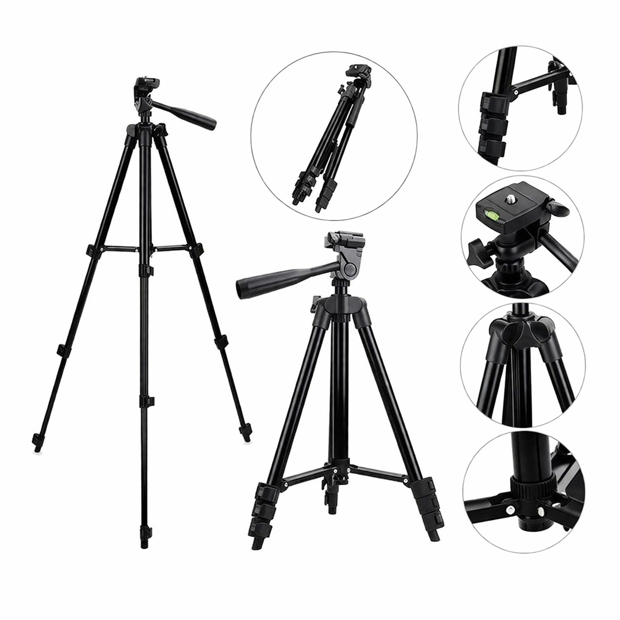 Professional 3120A Adjustable Camera Tripod with Mobile Holder & Carry Bag – Lightweight Aluminum Stand for DSLR, Mobile & Video Shooting