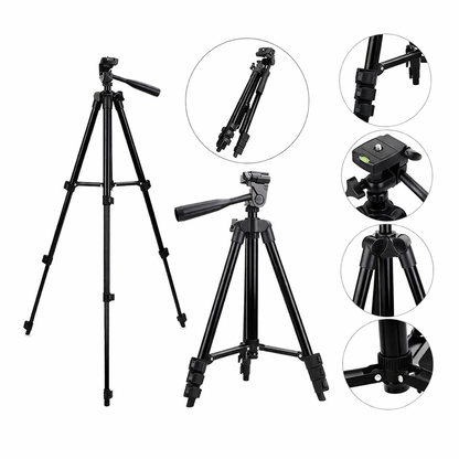 Professional 3120A Adjustable Camera Tripod with Mobile Holder & Carry Bag – Lightweight Aluminum Stand for DSLR, Mobile & Video Shooting