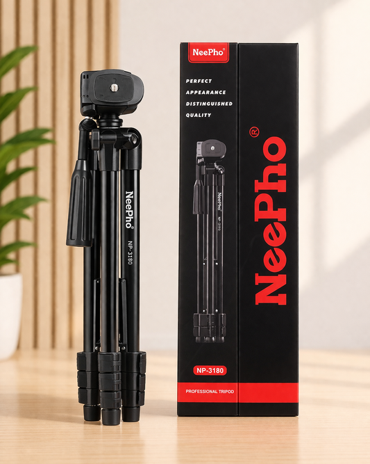 NeePho NP-3180 Professional Camera Tripod Stand – Adjustable Height 360° Pan Head Tripod for DSLR, Mobile & Video Shooting