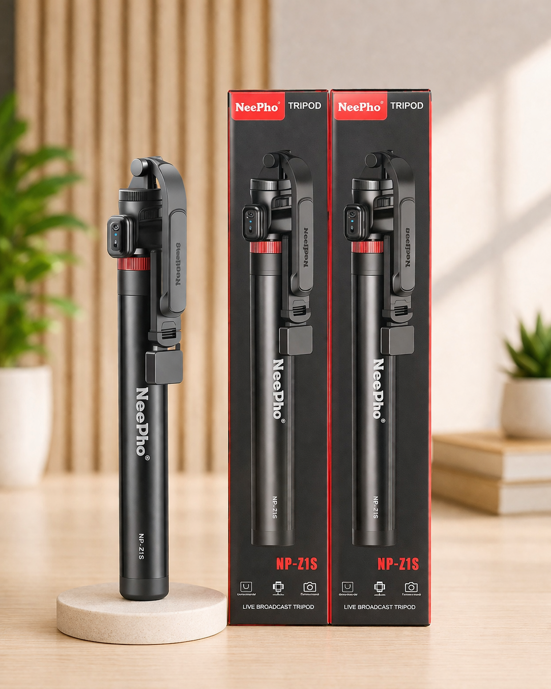 Professional Camera Tripod with Boom Arm & Monopod – Heavy Duty Adjustable Tripod Stand for DSLR, Mobile & Video Shooting