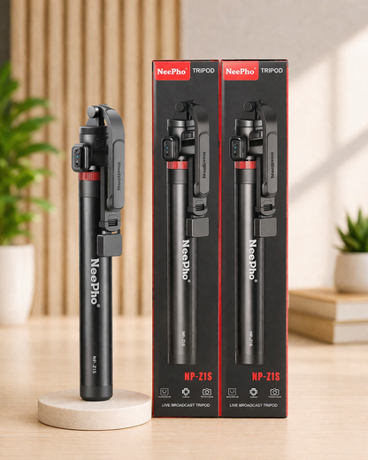 Professional Camera Tripod with Boom Arm & Monopod – Heavy Duty Adjustable Tripod Stand for DSLR, Mobile & Video Shooting