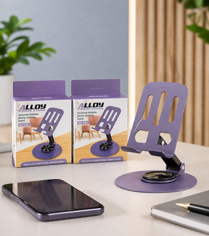 Adjustable Alloy Foldable Phone Stand – Portable Desktop Mobile Holder for Smartphones & Tablets