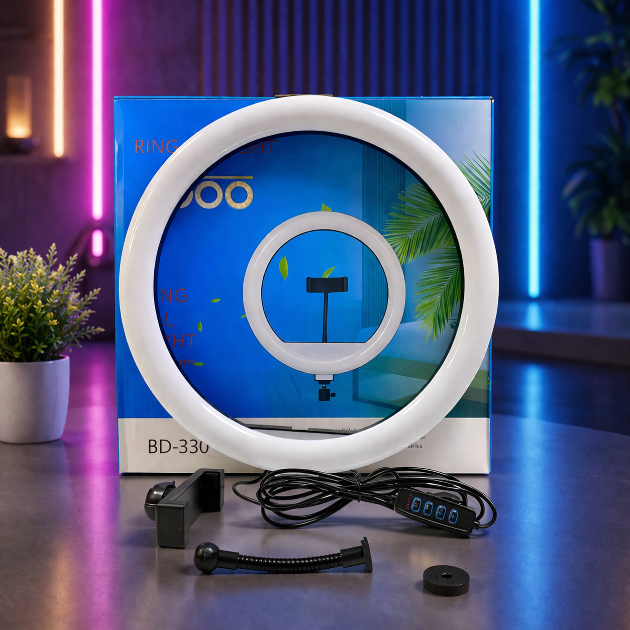 LED Ring Light with Mobile Holder & USB Controller – Dimmable Soft Light for TikTok, YouTube, Makeup & Product Photography