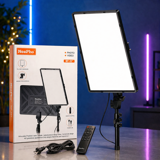 NeePho NP-22 Professional LED Fill Light Panel with Remote & Stand – Studio Lighting for Photography, Video & Content Creation