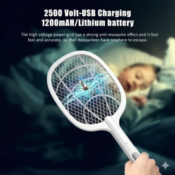 M3 Silent Guard 2-in-1 Mosquito Zapper – Rechargeable Electric Swatter & UV Lamp