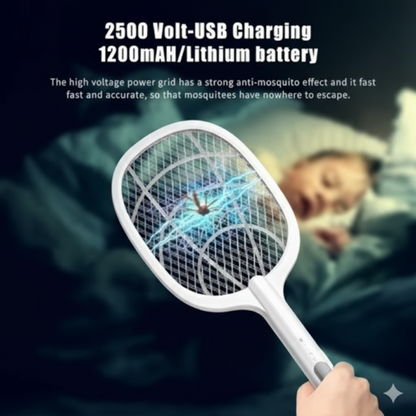 M3 Silent Guard 2-in-1 Mosquito Zapper – Rechargeable Electric Swatter & UV Lamp