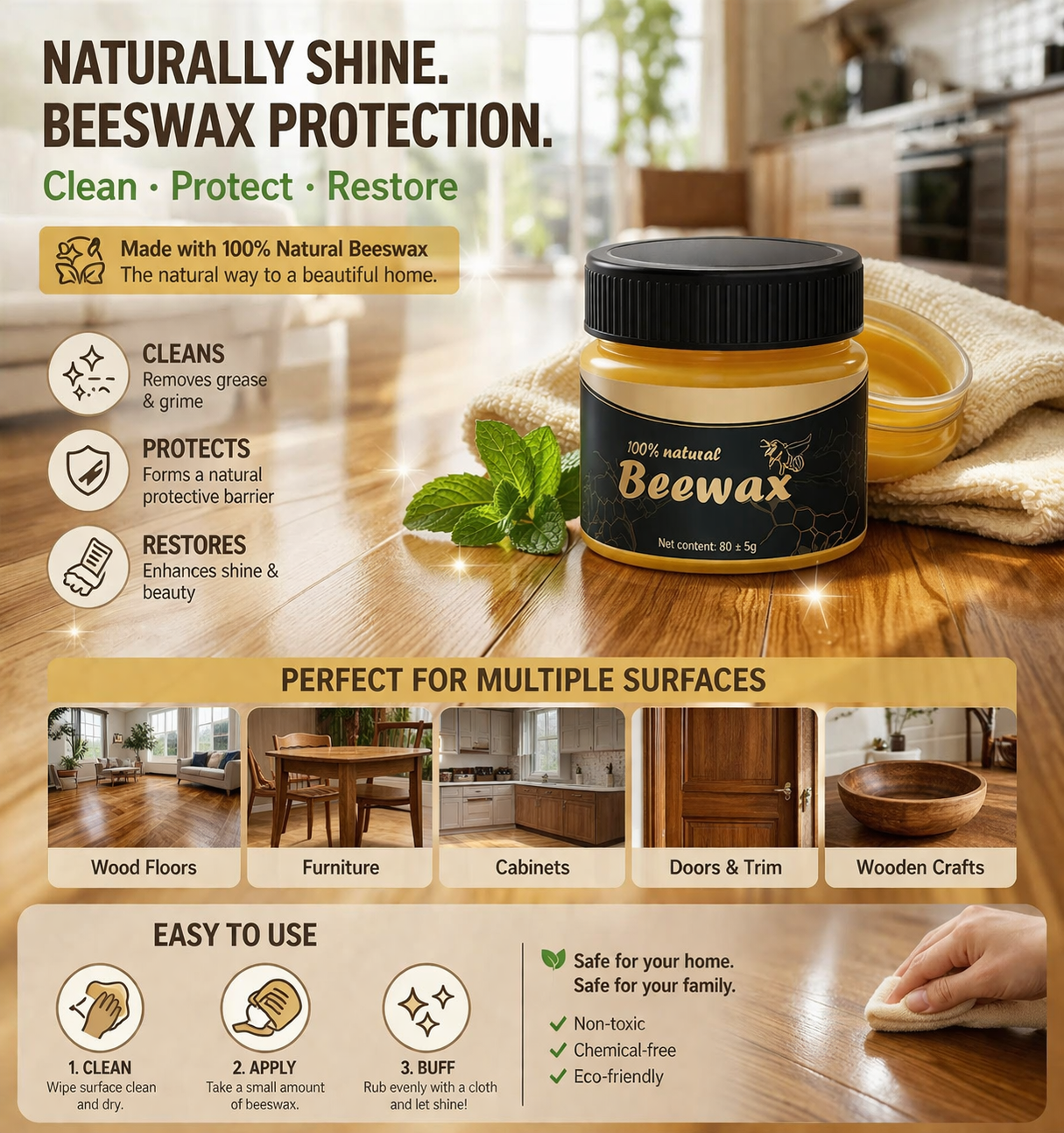 Heirloom Care Natural Beeswax Nourish & Polish