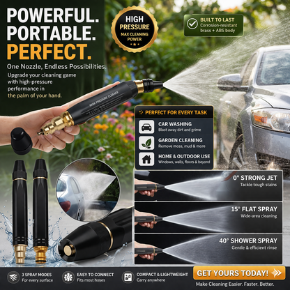 Upgrade High-Pressure Metal Water Spray Gun – Durable Alloy Nozzle with Adjustable Flow, Water Stop Switch for Car Wash, Gardening & Home Cleaning