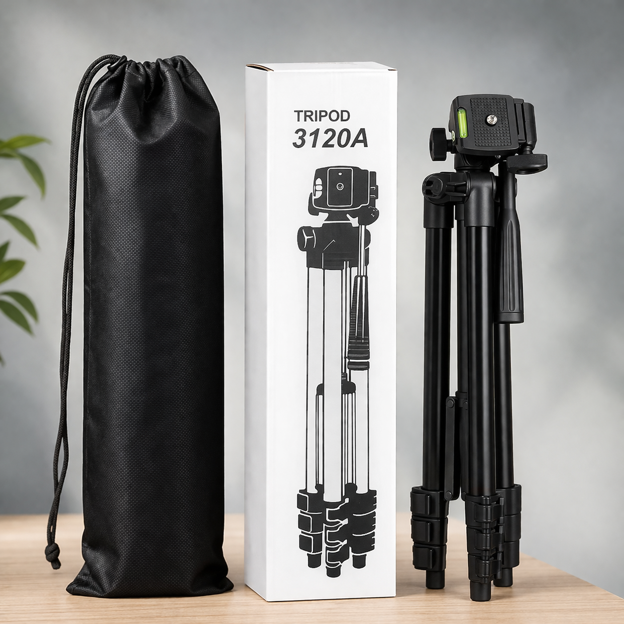 Professional 3120A Adjustable Camera Tripod with Mobile Holder & Carry Bag – Lightweight Aluminum Stand for DSLR, Mobile & Video Shooting