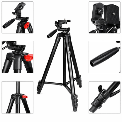 NeePho NP-3180 Professional Camera Tripod Stand – Adjustable Height 360° Pan Head Tripod for DSLR, Mobile & Video Shooting