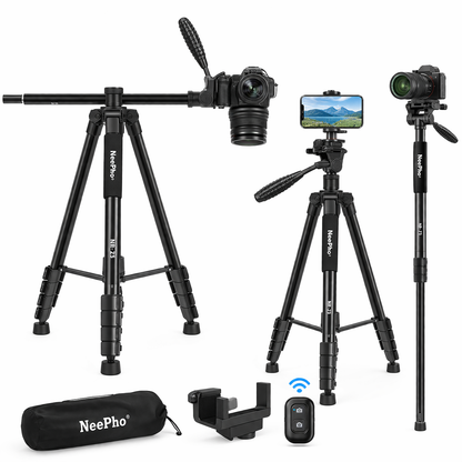 NeePho NP-Z3 Professional Tripod with Boom Arm & Monopod – 3-in-1 Adjustable Camera Stand with Remote for DSLR & Mobile