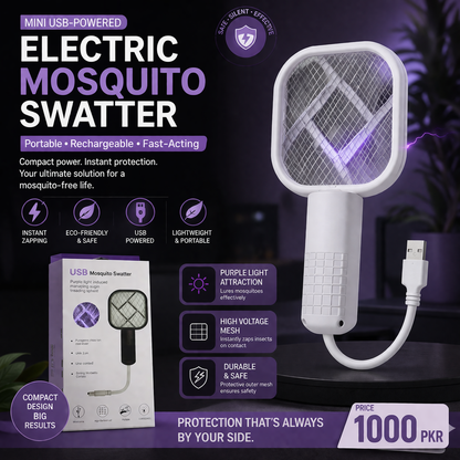 Mini USB-Powered Electric Mosquito Swatter – Portable, Rechargeable & Fast-Acting Insect Killer
