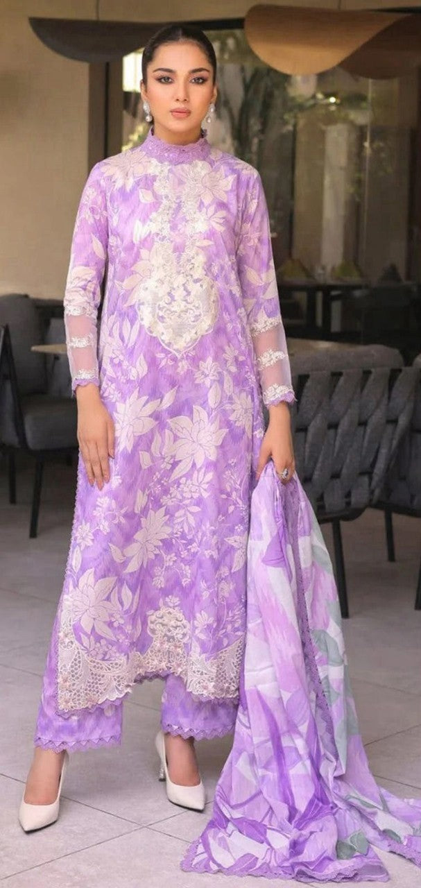 Lilac Premium Lawn Suit 3pc | Aneela's
