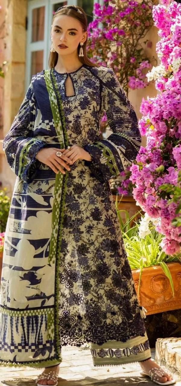 Maria.B khaddar collection | Purple & beige | 3pcs suit
