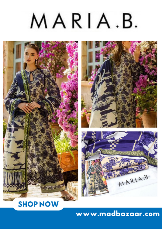 Maria.B khaddar collection | Purple & beige | 3pcs suit