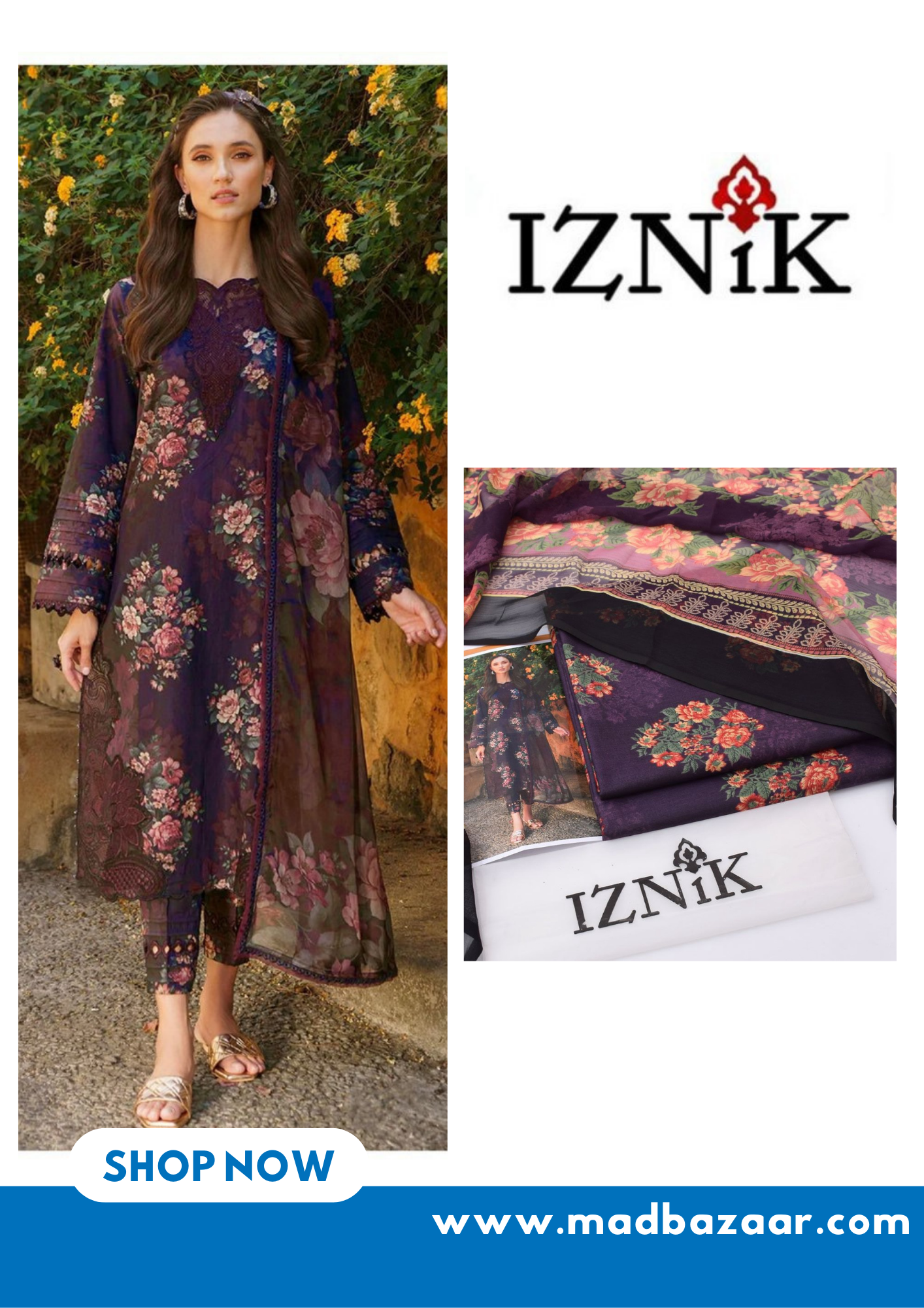 Puple Premium Lawn Suit 3pc | Iznik