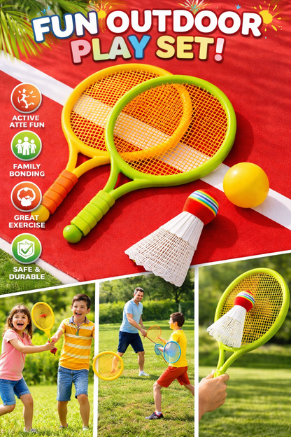 Kids Badminton Racket Set – Fun Outdoor Sports Kit with Shuttlecock & Ball (Lightweight & Durable)
