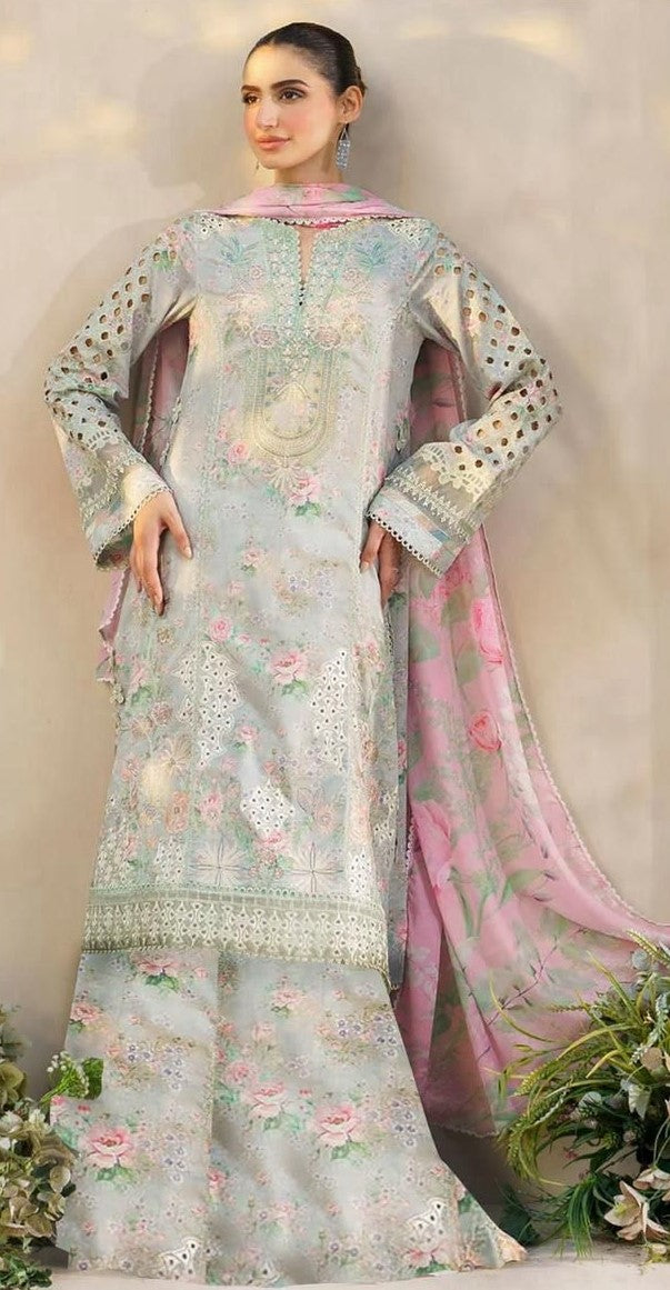 Iznik winter collection | Khaddar 2 pcs suit | Vibrant red & light grey