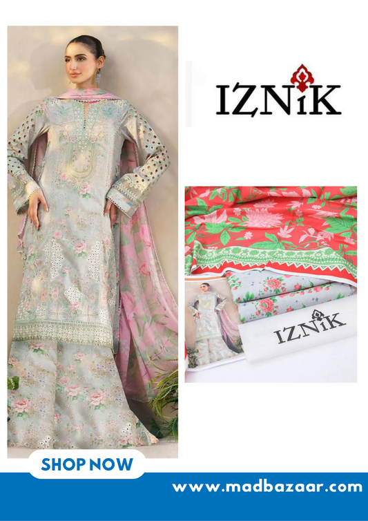 Iznik winter collection | Khaddar 2 pcs suit | Vibrant red & light grey