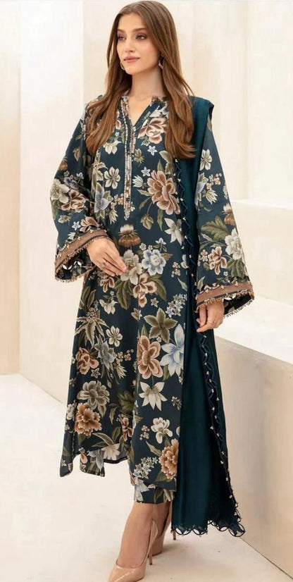 Khaddar stuff | dark teal | Iznik 2pcs winter collection