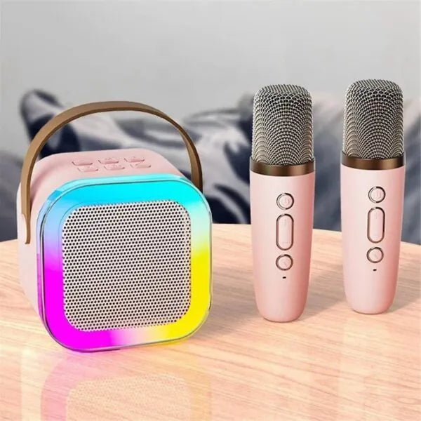 K12 Mini Karaoke Speaker with Two Wireless Microphones