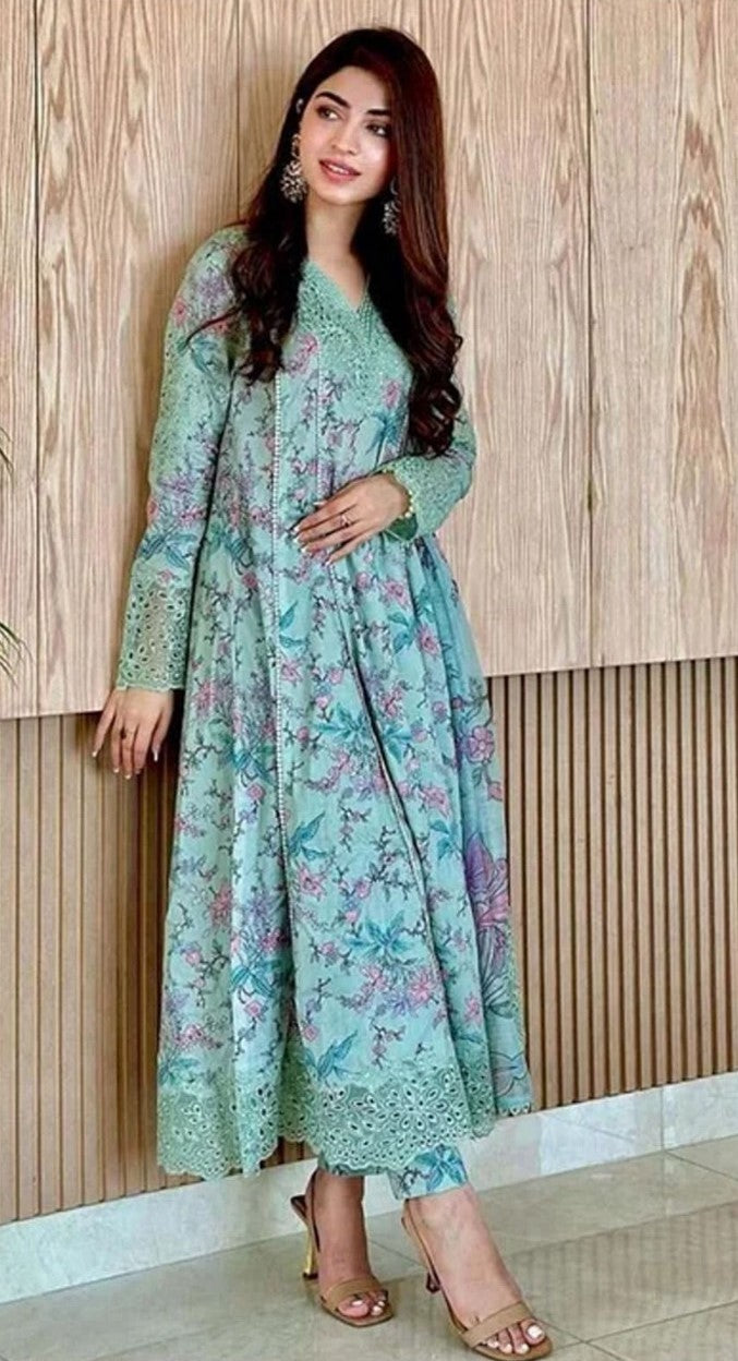 Turquoise/Ferozi color | IZNIK | Premium Lawn Suit 3pc