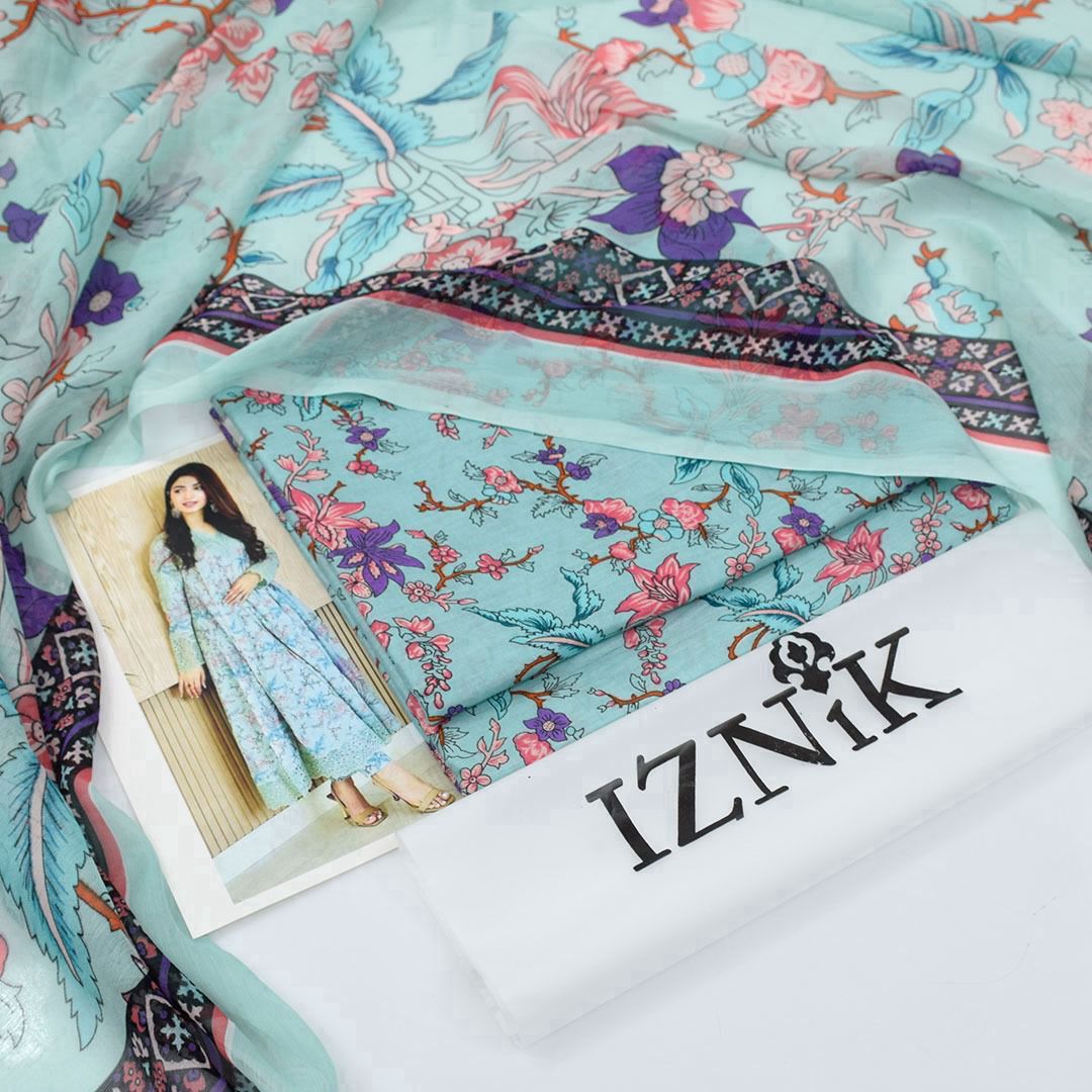 Turquoise/Ferozi color | IZNIK | Premium Lawn Suit 3pc