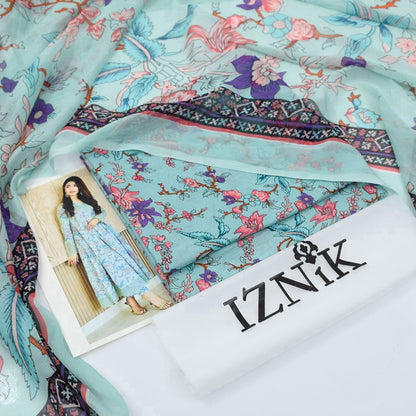 Turquoise/Ferozi color | IZNIK | Premium Lawn Suit 3pc