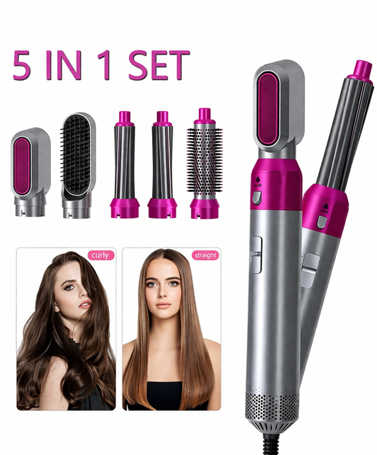 5-in-1 Professional Hot Air Styler & Hair Dryer Brush – Multi-Functional Volumizer, Curler & Straightener Kit with Anti-Static Ceramic Coating | Salon-Style Results at Home