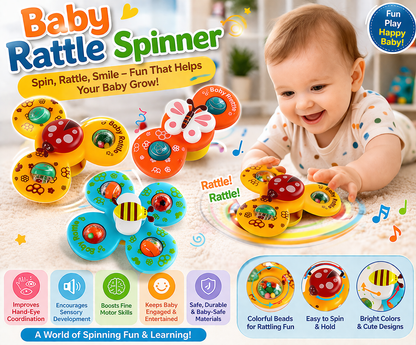 Baby Rattle Spinner Toy Set – Colorful Sensory & Motor Skills Development Toy for Infants (3M+)