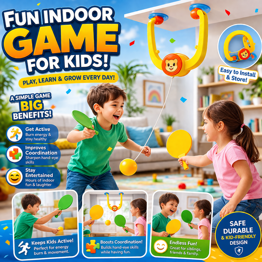 Complete Hanging Table Tennis Set for Kids – Indoor Fun Training Game with Rackets & Balls