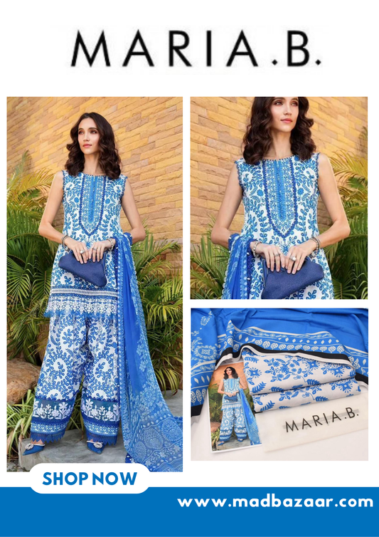 Khaddar 3pcs suit | Maria.B | Blue & white
