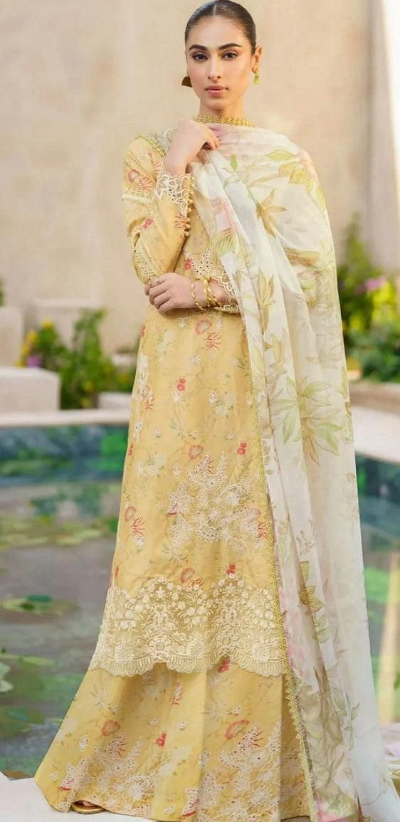 minimal design of citrine yellow | Iznik khaddar 3pcs collection