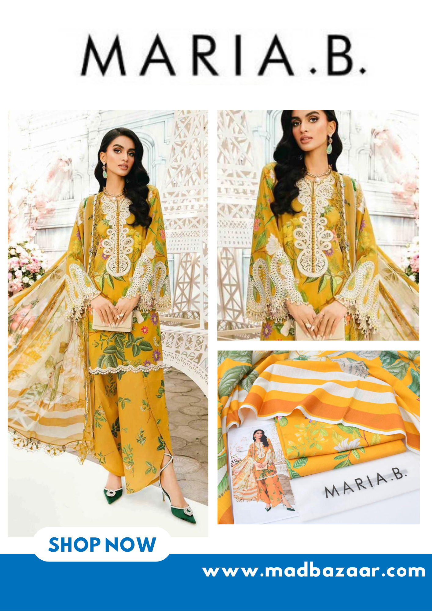 Yellow | Maria.B | Khaddar 3pcs suit | Winter collection