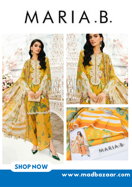 Yellow | Maria.B | Khaddar 3pcs suit | Winter collection